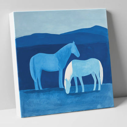Cobalt Companions horse landscape canvas wall art