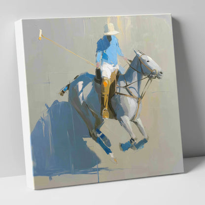 Slate Blue Chukka polo horse canvas wall art