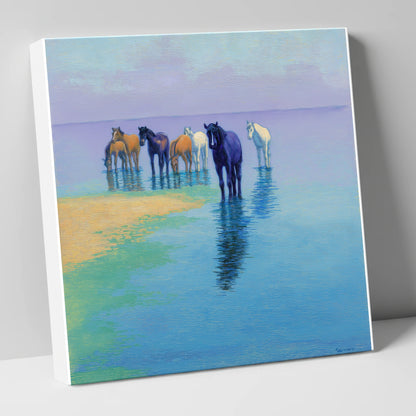 Lavender Shallows wild horses canvas wall art