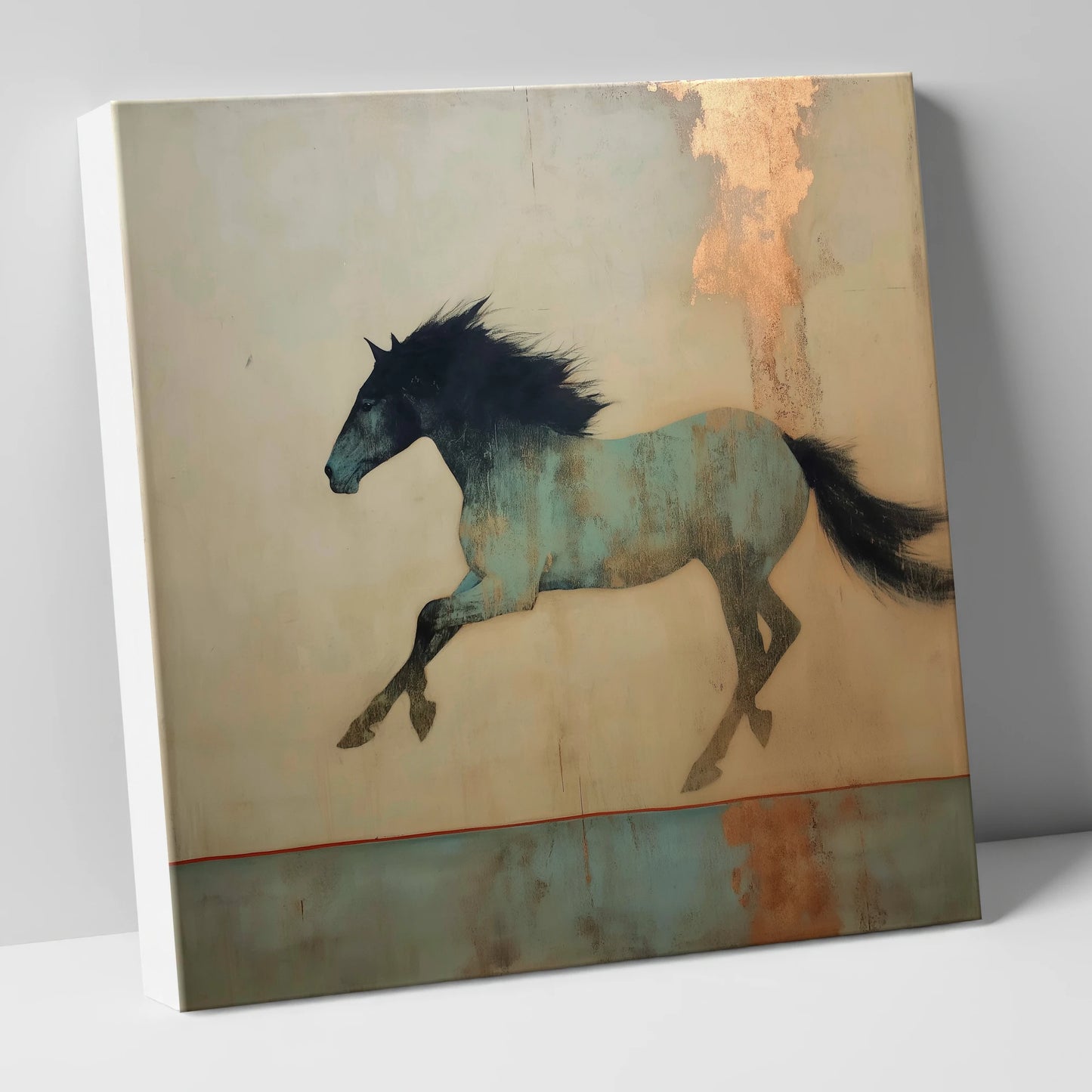 Gilded Equine Spirit horse portrait canvas wall art