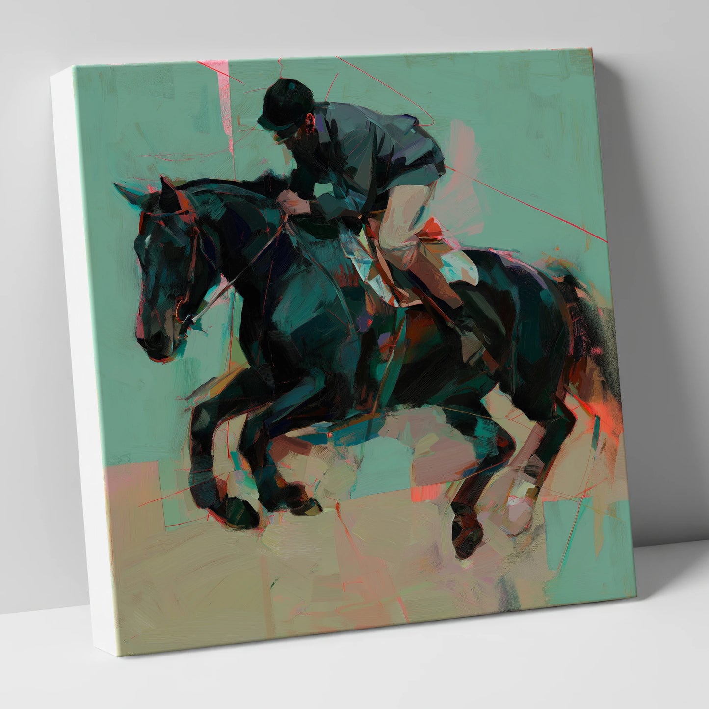 Modern Showjumper show jumping horse canvas wall art