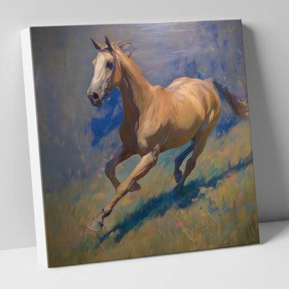 Golden Stride racing horse canvas wall art