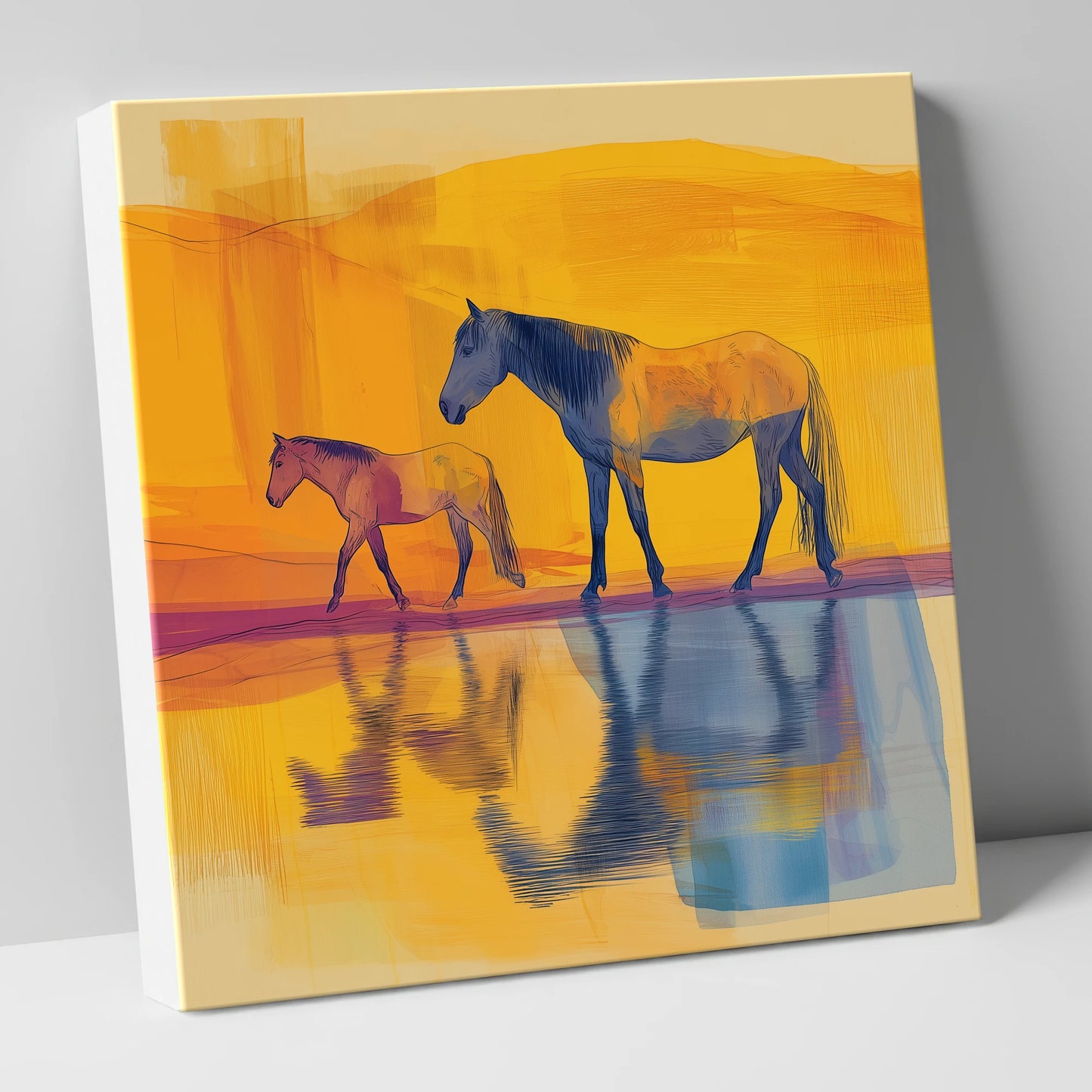 Golden Reflections horse landscape canvas wall art