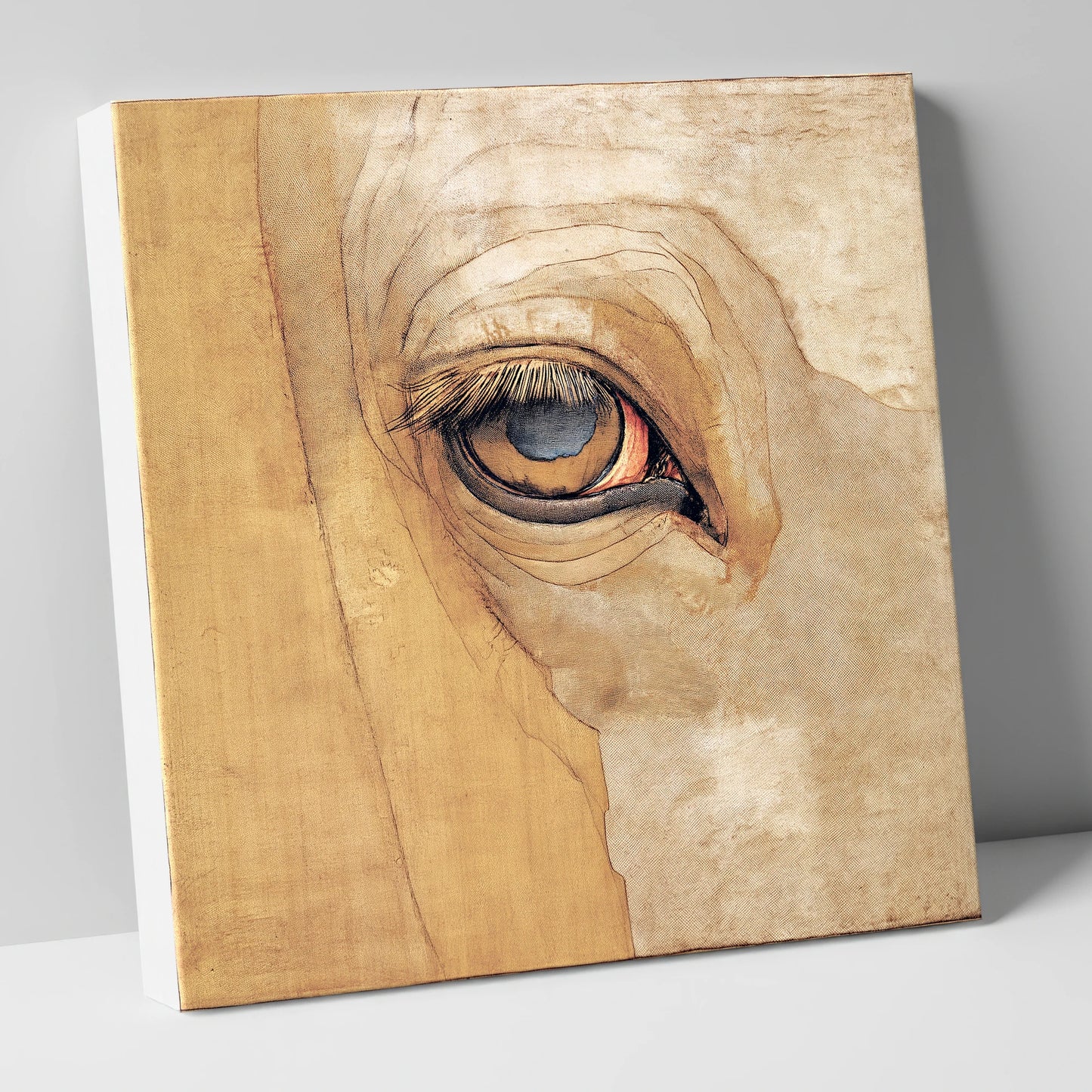 The Golden Gaze horse portrait canvas wall art