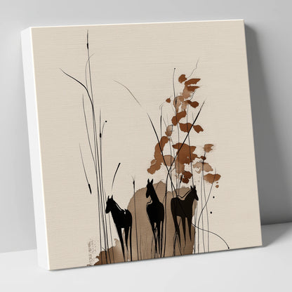 Serenity in the Reeds wild horses canvas wall art