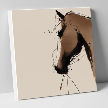 Sepia Ink Profile horse portrait canvas wall art