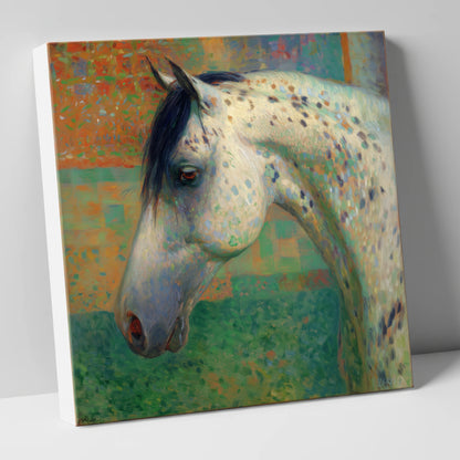 Vibrant Spotted Portrait horse breed canvas wall art