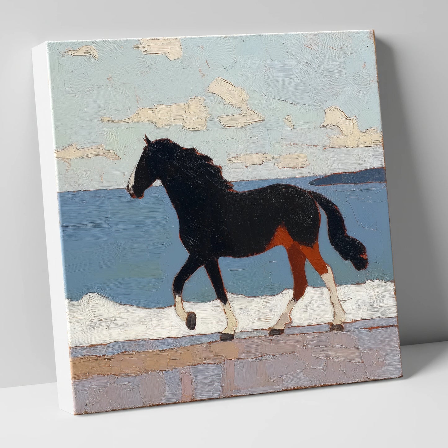 Seaside Stride horse landscape canvas wall art
