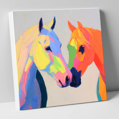 Technicolour Companions horse portrait canvas wall art