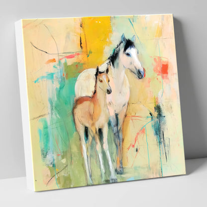 Gentle Guardianship mare & foal canvas wall art