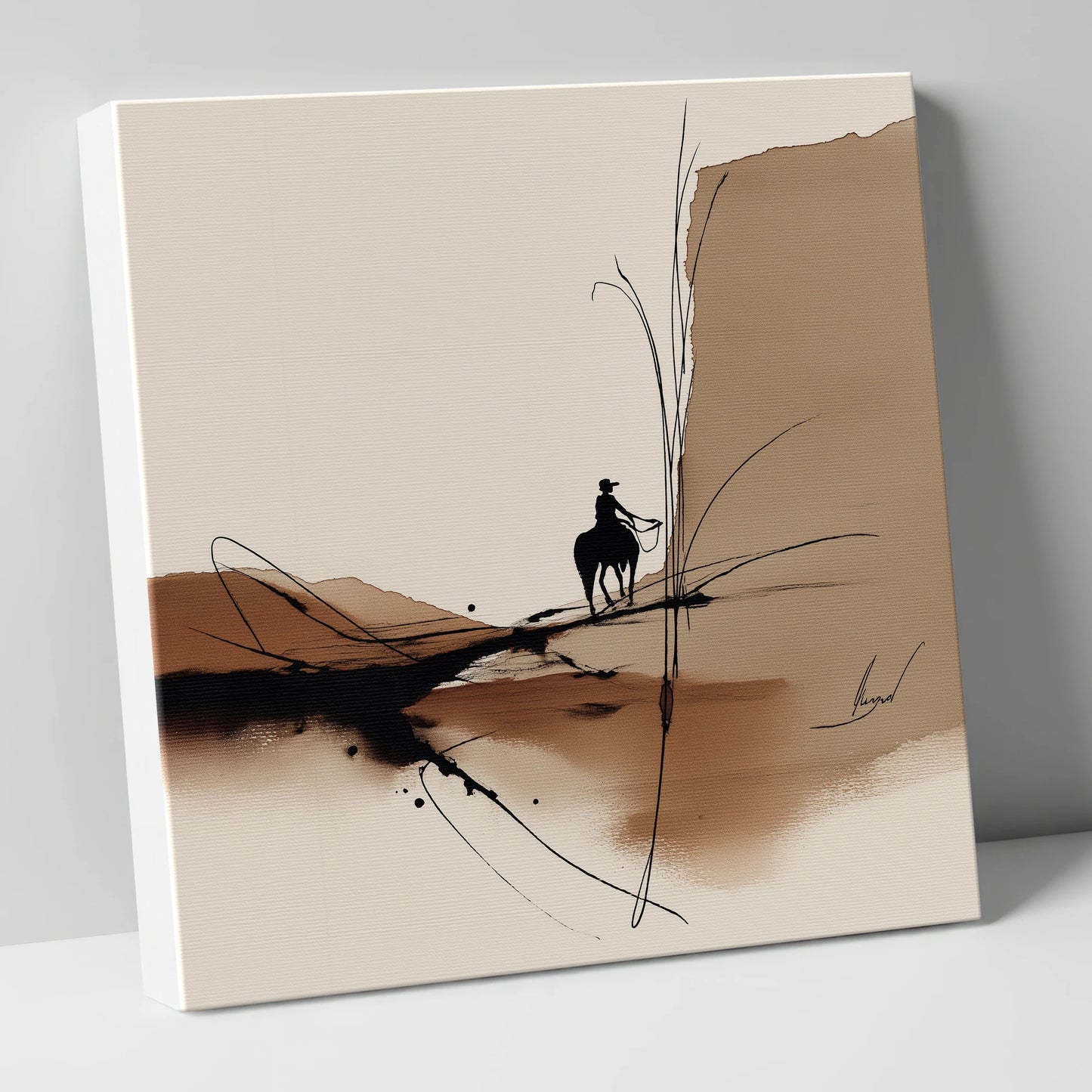 Sepia Horizons western horse canvas wall art