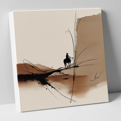 Sepia Horizons western horse canvas wall art