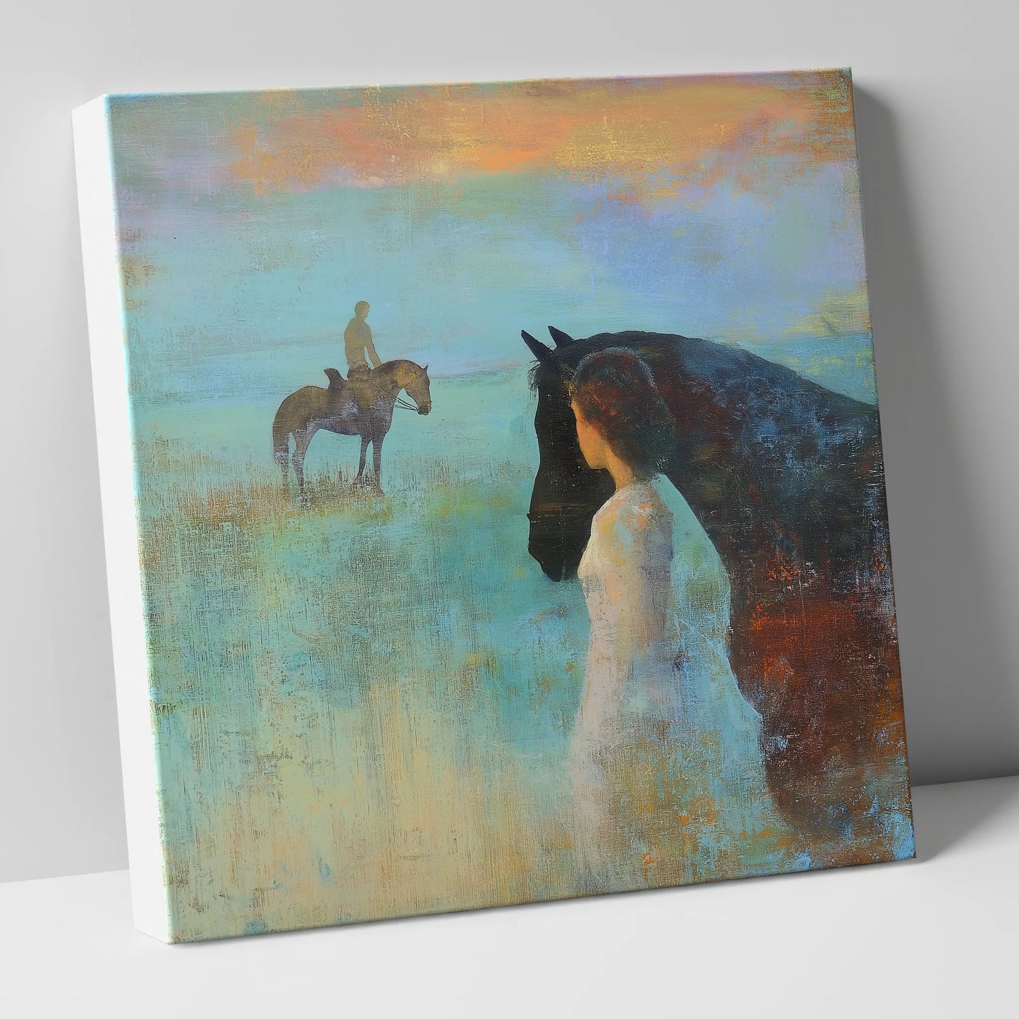 Distant Echoes horse & rider canvas wall art