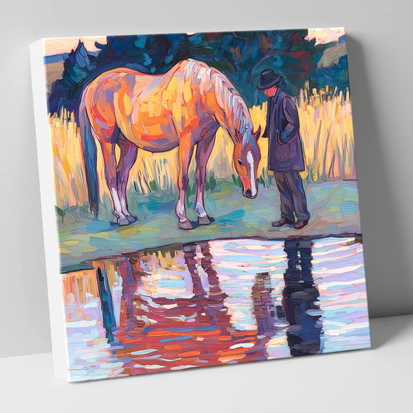 Quiet Reflections horse & rider canvas wall art