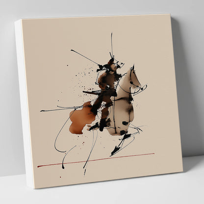 Abstract Momentum in Ink horse & rider canvas wall art