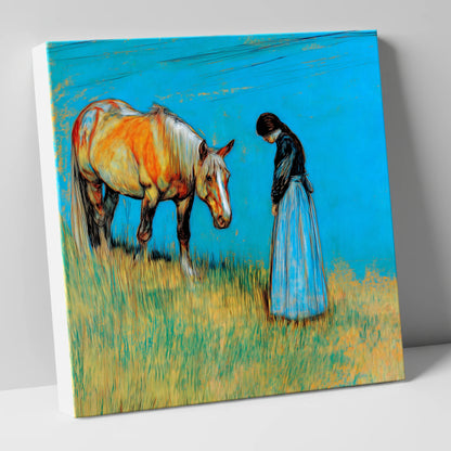Cerulean Bond horse & rider canvas wall art