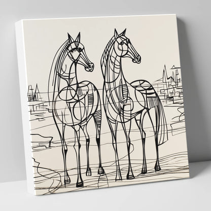 Architectural Equine Duo horse landscape canvas wall art