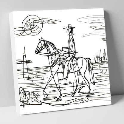 Abstract Coastal Ride beach horse canvas wall art