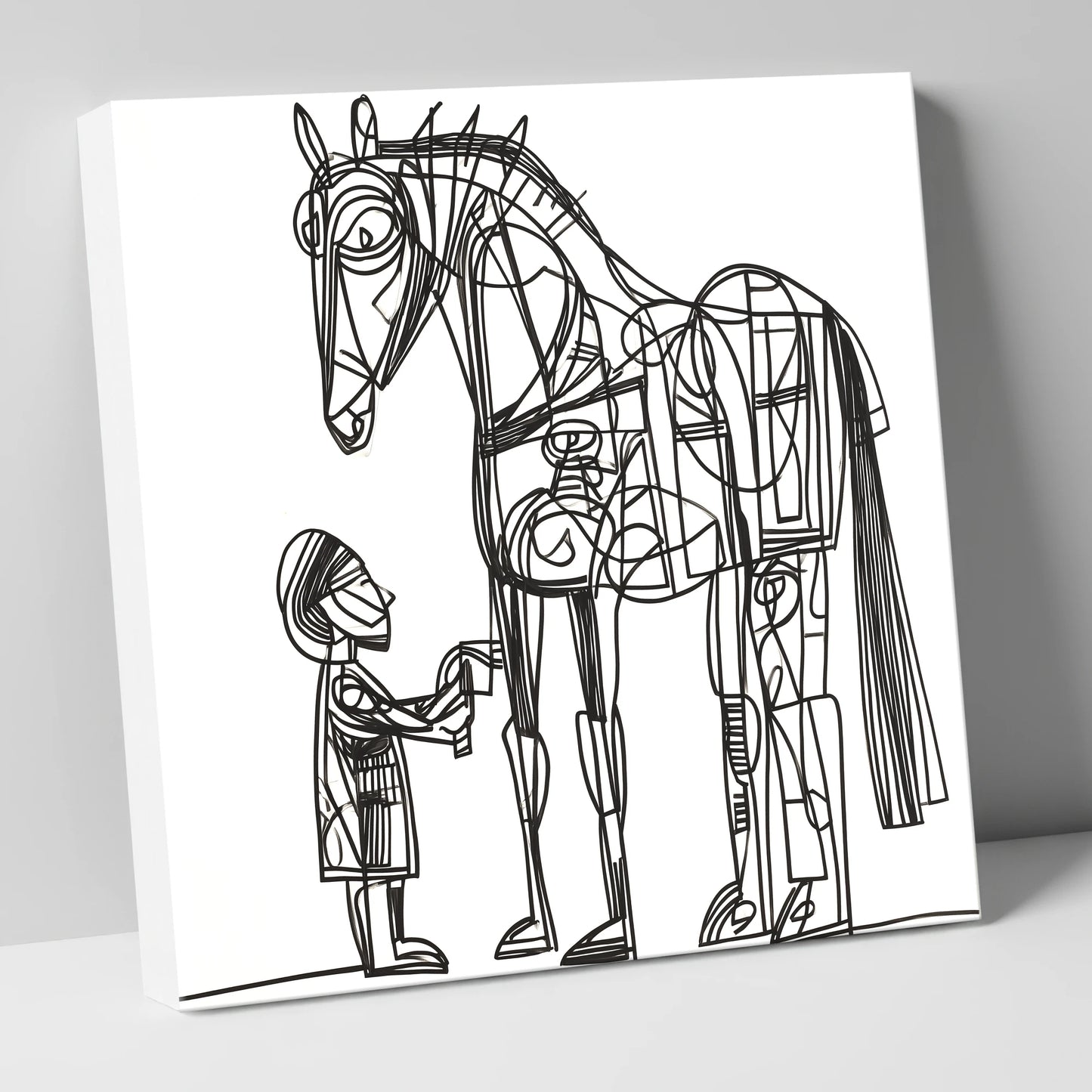 Linear Harmony horse & rider canvas wall art