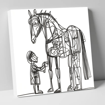 Linear Harmony horse & rider canvas wall art