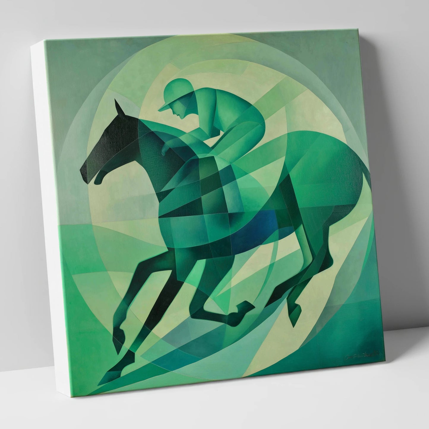 Emerald Rhythm racing horse canvas wall art