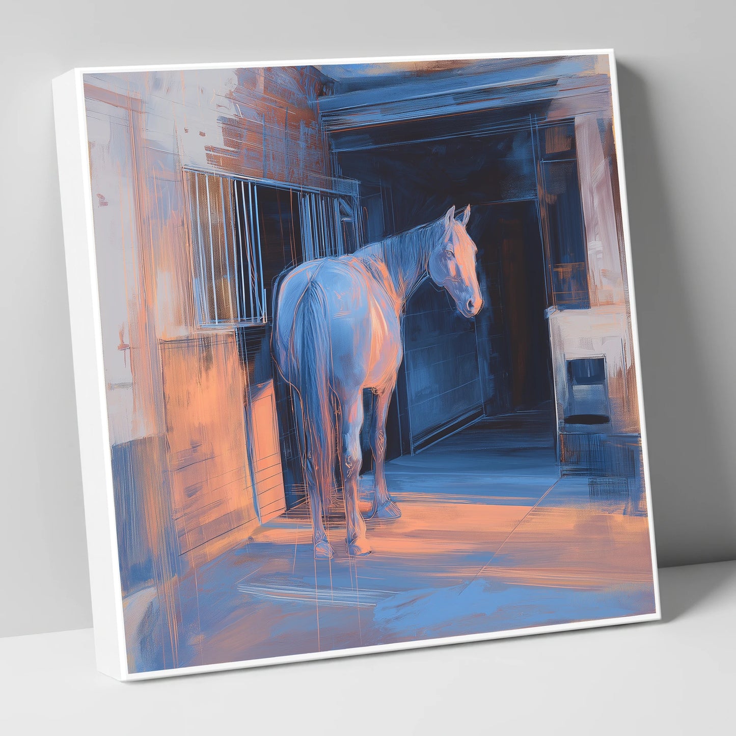 Quiet Light in the Yard horse stable canvas wall art