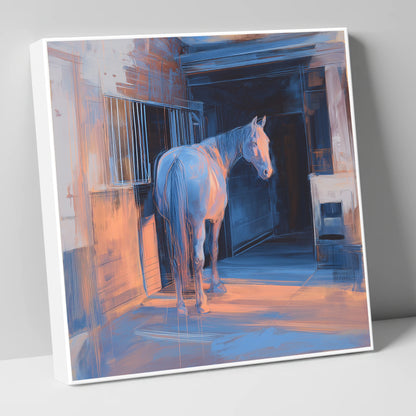 Quiet Light in the Yard horse stable canvas wall art
