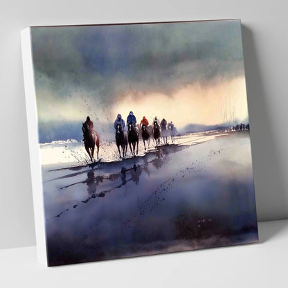 Morning Beach Gallops racing horse canvas wall art