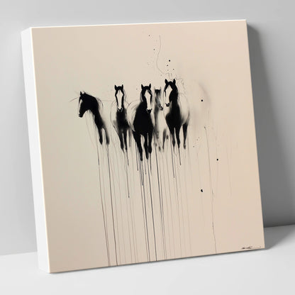 The Silent Herd wild horses canvas wall art