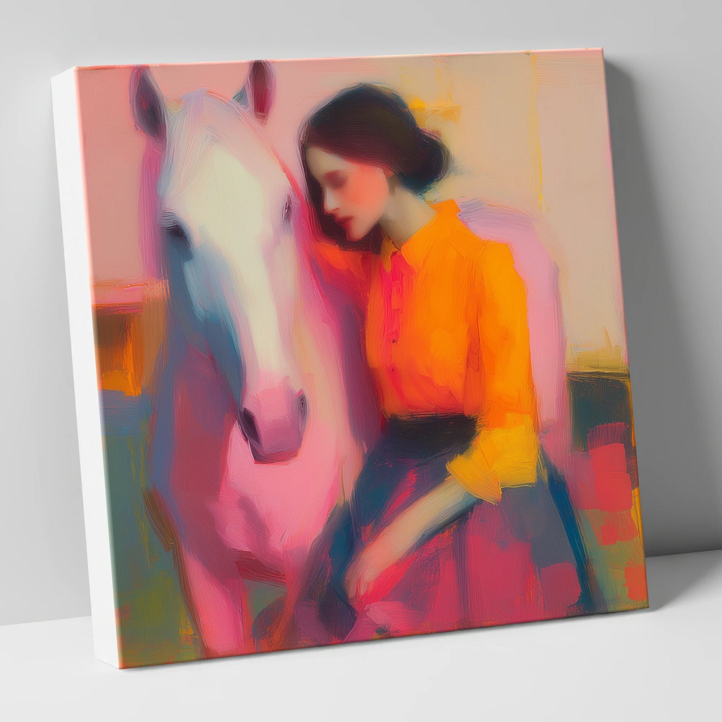 Vivid Embrace horse & rider canvas wall art