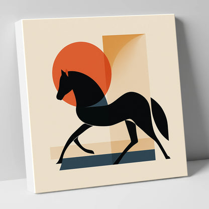 Mid-Century Equine Silhouette horse portrait canvas wall art