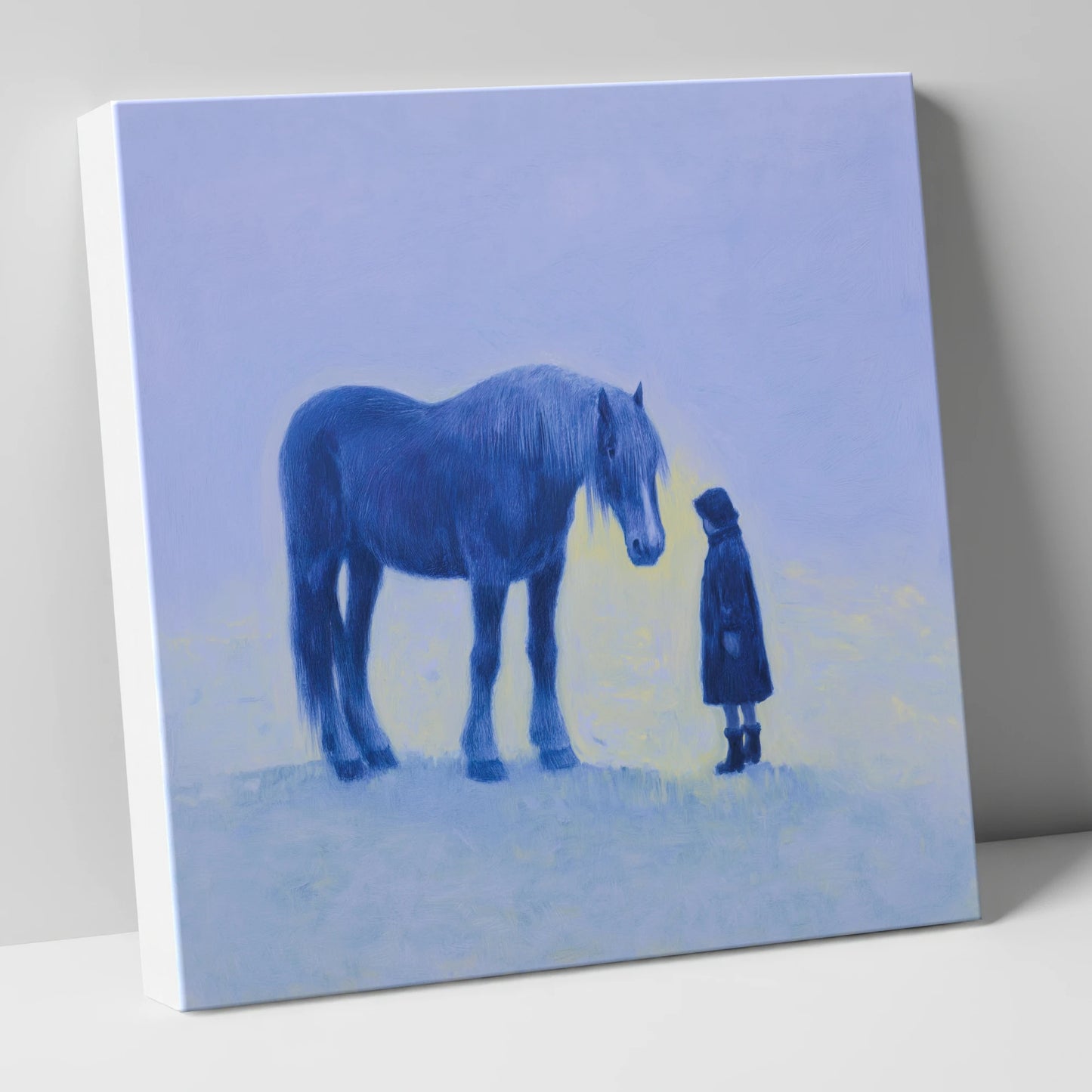 The Indigo Encounter horse & rider canvas wall art