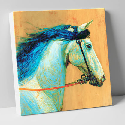 Cerulean Spirit horse portrait canvas wall art