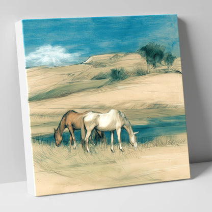 Quiet Companions horse landscape canvas wall art