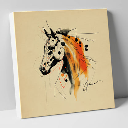 Abstract Amber Spirit horse breed canvas wall art