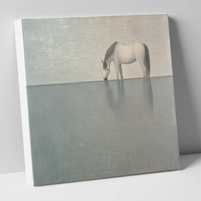 Silver Stillness horse landscape canvas wall art