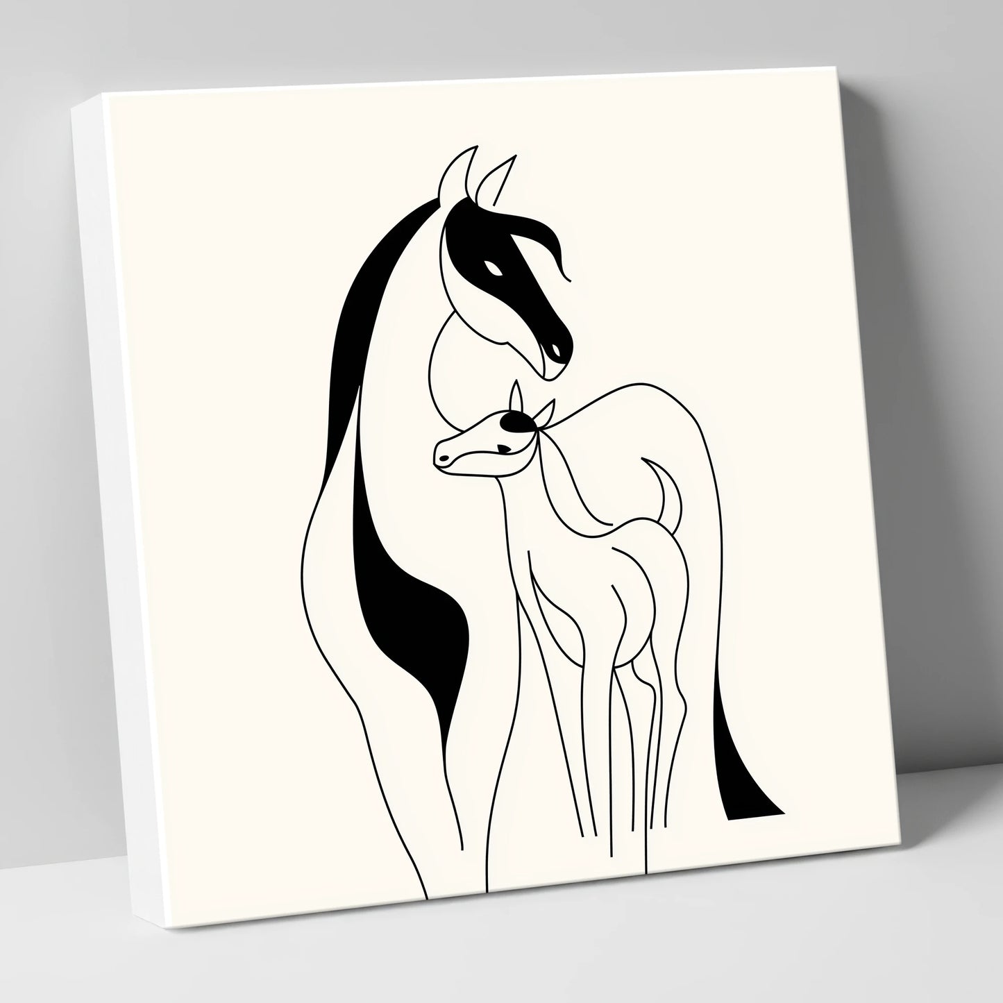 Tender Equine Silhouette mare & foal canvas wall art