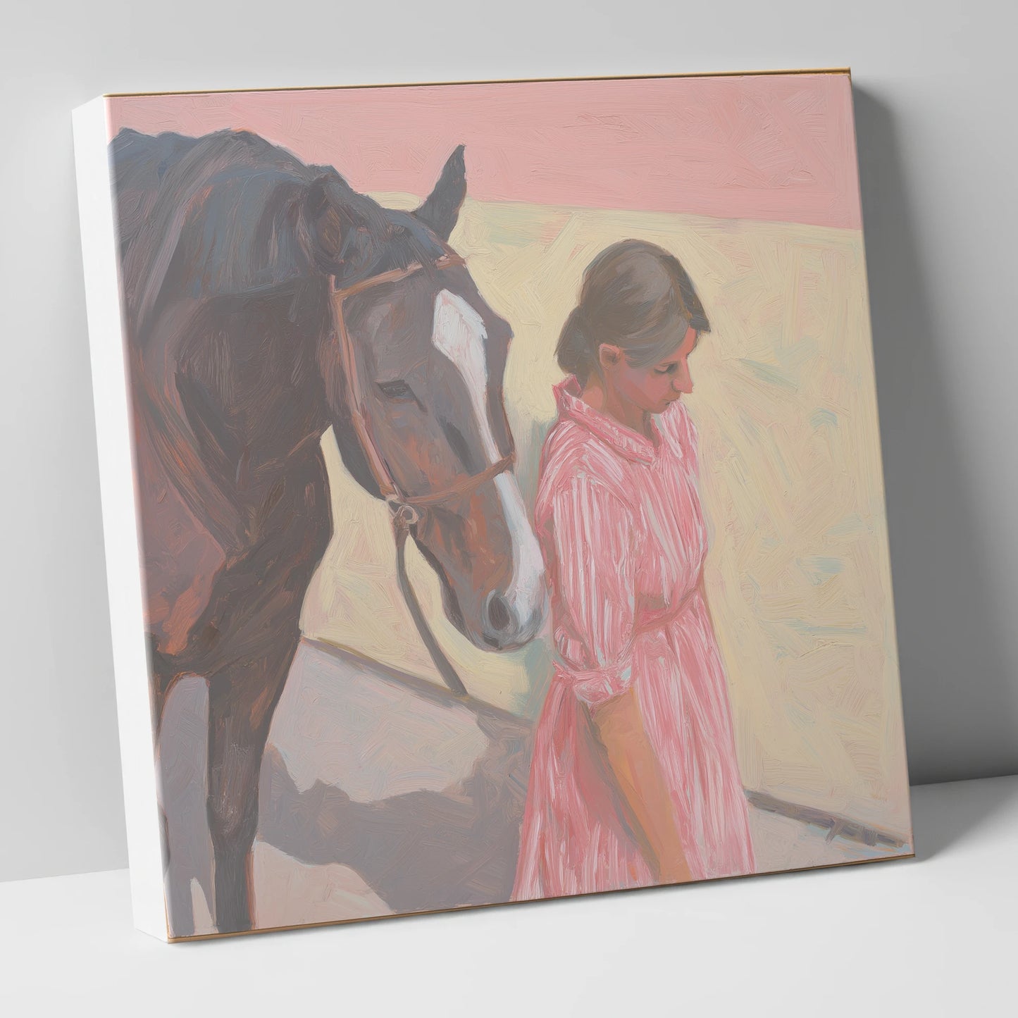 Walking in Step horse & rider canvas wall art