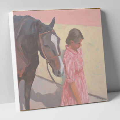 Walking in Step horse & rider canvas wall art