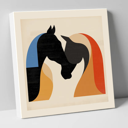 Abstract Equine Embrace horse portrait canvas wall art