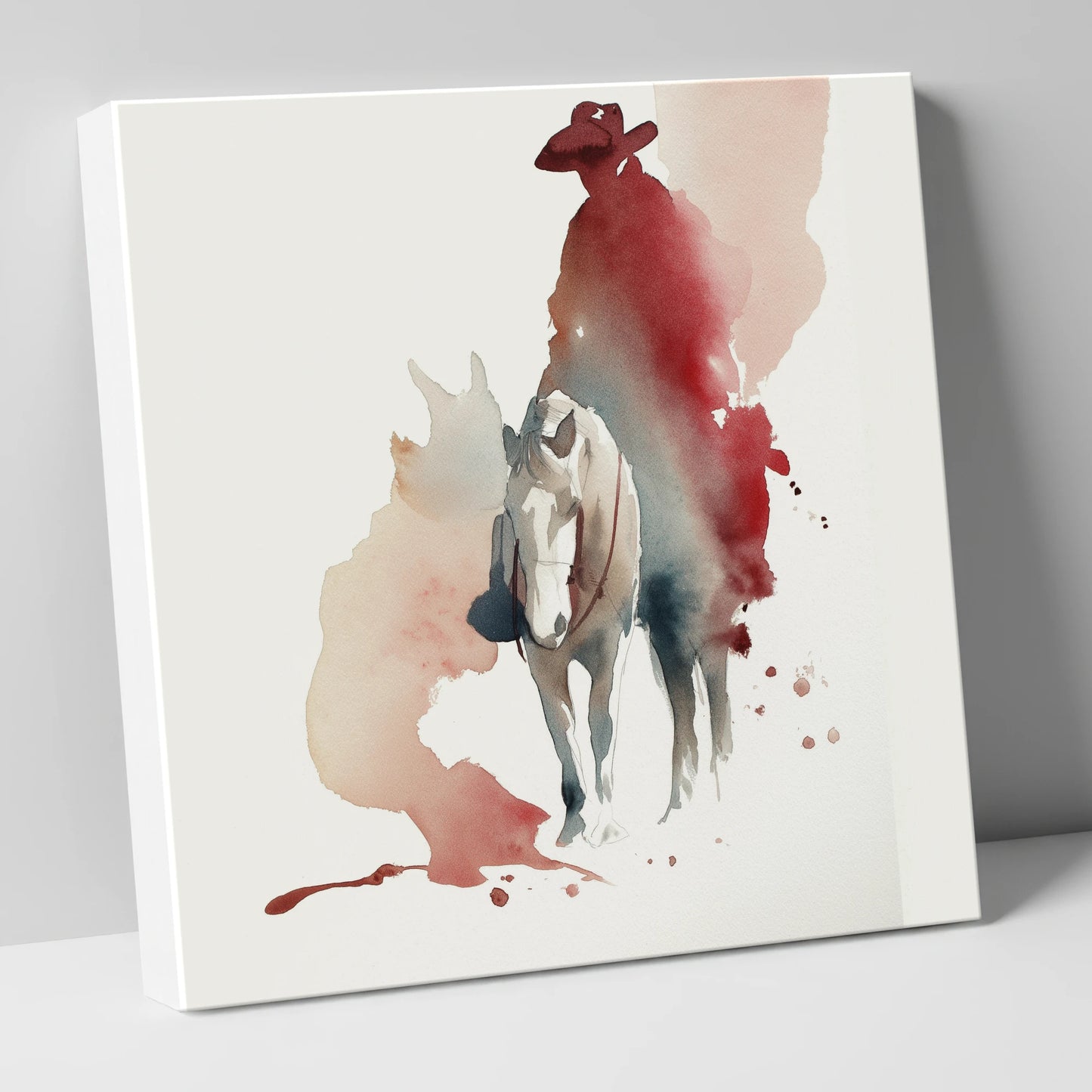 The Crimson Rider western horse canvas wall art