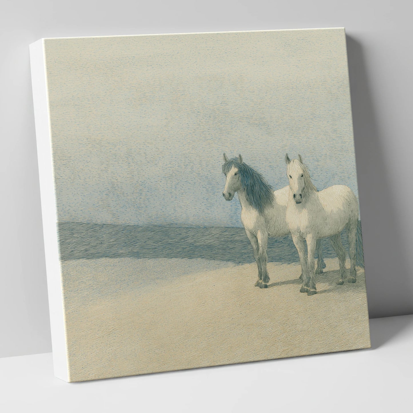 Slate Blue Companions horse landscape canvas wall art