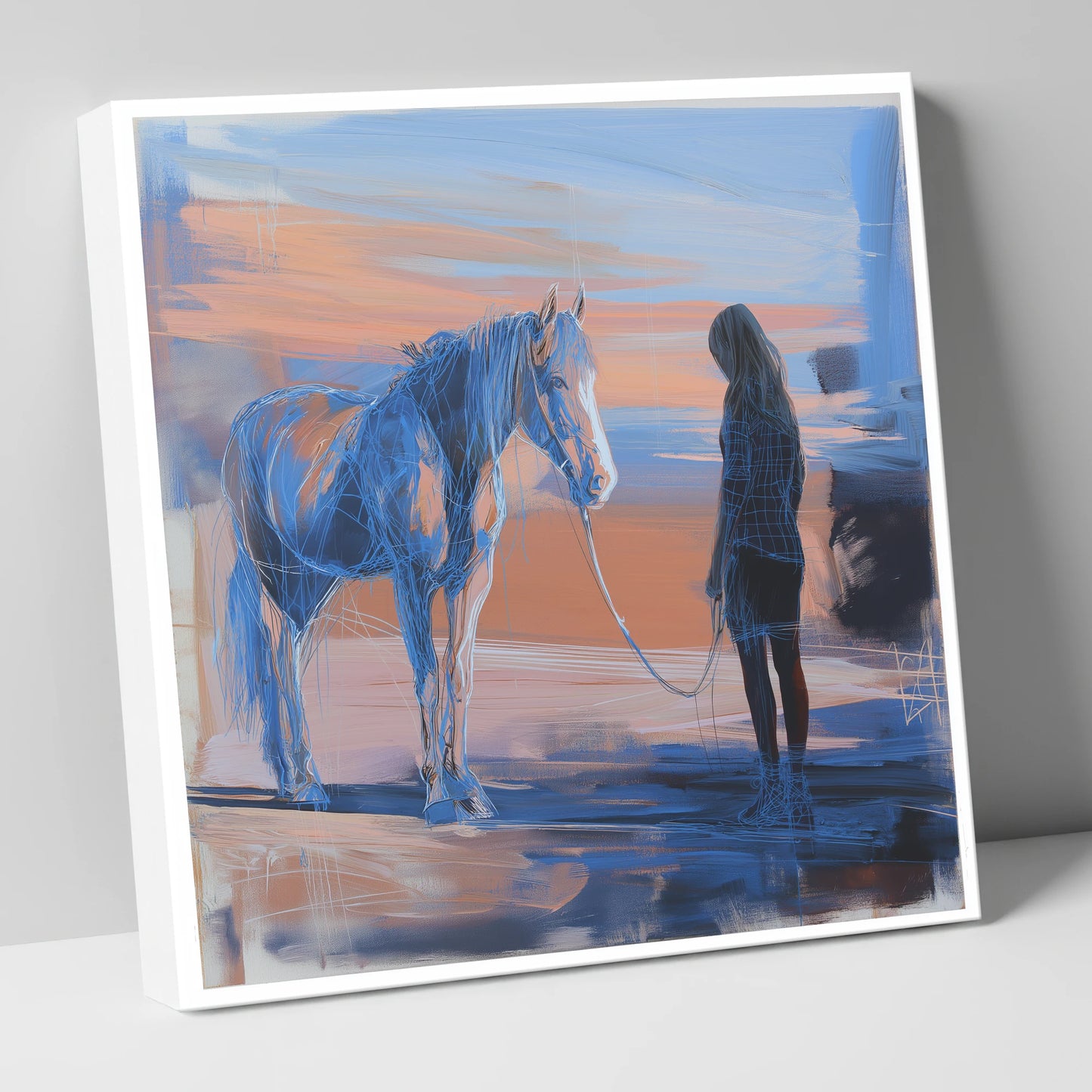 The Quiet Language horse & rider canvas wall art
