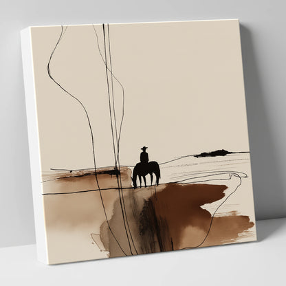 Solitary Western Horizon western horse canvas wall art