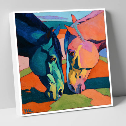 Vibrant Companions horse portrait canvas wall art