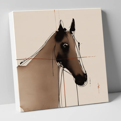 Sepia Equine Silhouette horse portrait canvas wall art