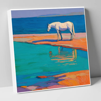 Turquoise Tide Reflections beach horse canvas wall art