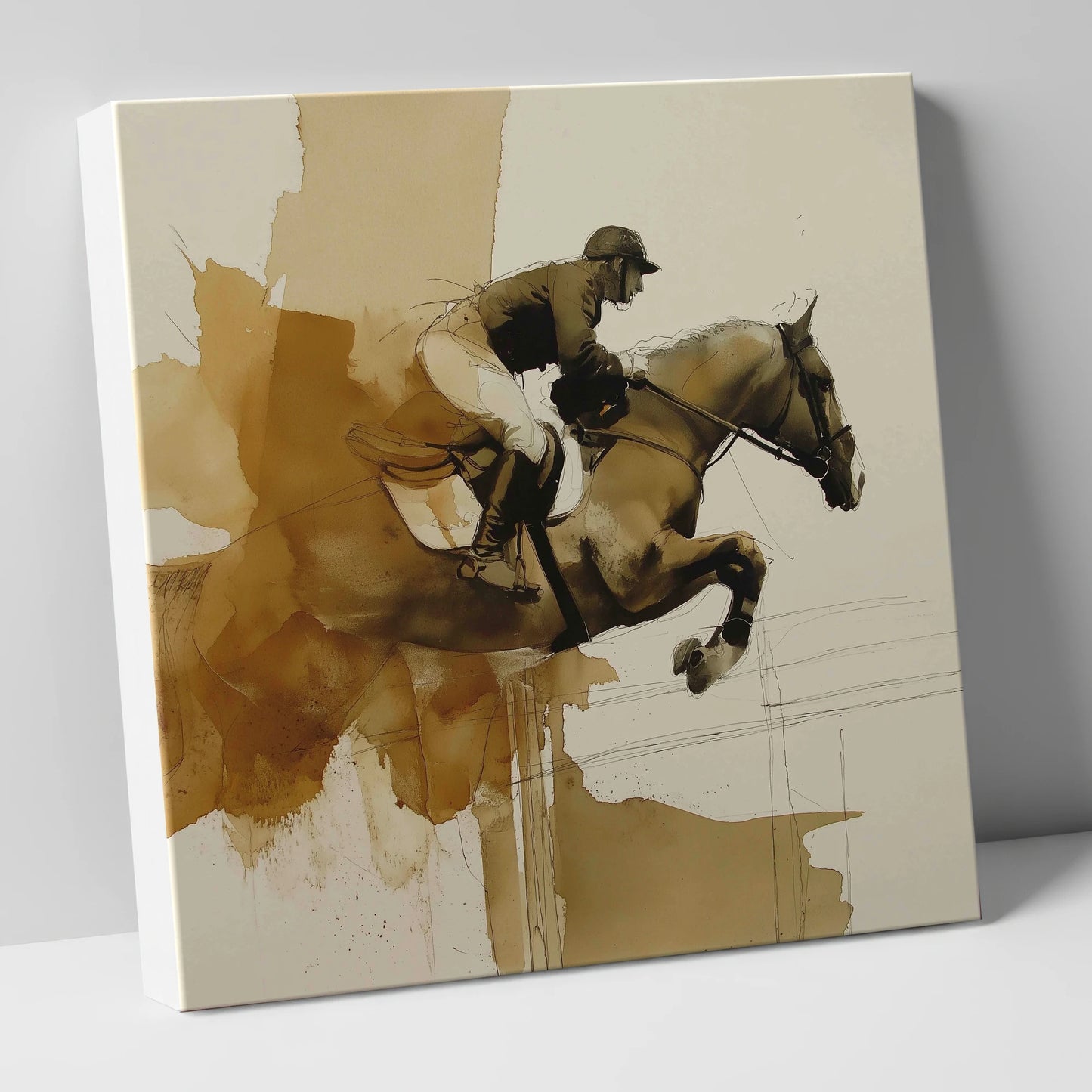Moment of Suspension show jumping horse canvas wall art