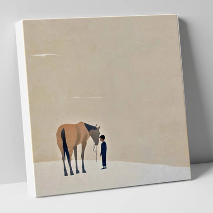 A Quiet Understanding horse & rider canvas wall art