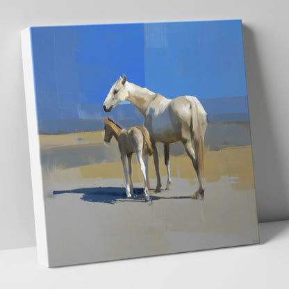 Under the Azure Sky mare & foal canvas wall art